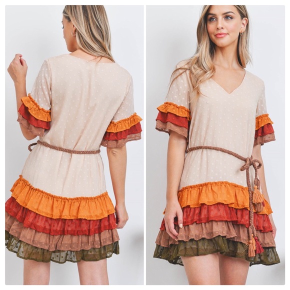 Autumn Belle in Falling Ruffles Mini Dress - Picture 6 of 13